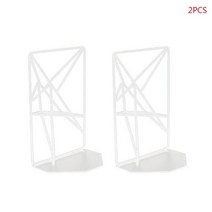 1 쌍의 금속 철 책꽂이 독서 서적 지원 데스크탑 사무용 문서 잡지 정리기 브래킷 & 책꽂이, 하얀
