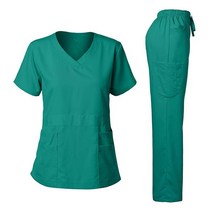 Dagacci Medical Uniform 내추럴 스트레치 프리미엄 여성용 스크럽 세트 울트라 소프트 상의와 바지 에메랄드 그린