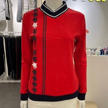 엘르골프 [2001안양점] V넥 배색 시보리 별패턴 티셔츠