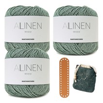 [니뜨] 에이린넨(70g) x3볼+가방바닥 +가방도안, 567_카키그레이