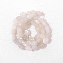 싼비즈 [5480-21]원석 못난이옥 약6x8mm 천연석 문스톤 10월탄생석 반줄(약19cm)