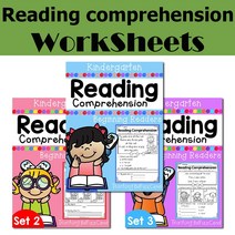 Kindergarten Reading Comprehension 학습 영어 홈스쿨 워크북 알파벳 쓰기 유아 영어 워크북, 3 Set (81pages)