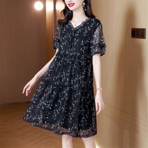 더클라워 인기신상 여성 여름 플라워 프릴V넥 루즈핏 쉬폰 원피스~5XL