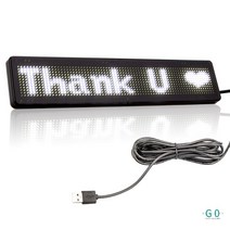 미니 LED 전광판 차량 휴대용 flexible 광고판 간판 개업 선물 블루투스 어플 조작, White Text