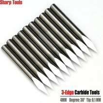 30도 4x0.1mm 3 텅스텐 카바이드 PCB 조각 커터 CNC 라우터 밀링 비트 금속 V 도구 피라미드 Endmill, 01 30 Angle 4x 0.1mm