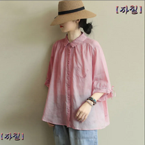 면마 셔츠 여 캐주얼 셔츠 린넨