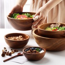 아카시아 나무 그릇 우드볼 샐러드볼 시리얼 요거트 디저트 볼 식기 공기 밥그릇 대접 국그릇, 04-아카시아 나무 우드볼 4호