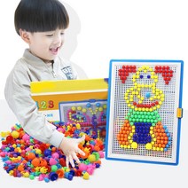 어린이위한 296 pcs 모자이크 그림 퍼즐 장난감 어린이 복합 지적 교육 버섯 네일 키트 장난감 상자, 단일옵션선택개