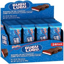24 Count (Pack of 1) RICOLINO Bubulubu Chocolate Strawberry Marshmallow Bar Box with 24 count null, 1