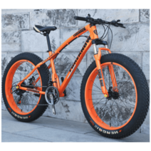 광폭타이어 자전거 고강도 접이식 펫바이크 팻바이크, 24단, 20인치, 오렌지(스포크휠)