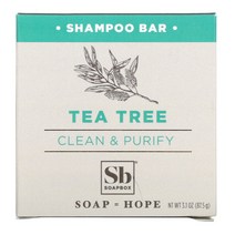 Soapbox 모발 관리 Tea Tree 샴푸 Bar Clean Purify 3.1 oz (87.5 g)