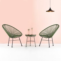 피카소가구 뉴코드 2/3인세트 야외테이블세트 테라스 카페 정원 라탄 아카풀코, 뉴코드체어 2인세트 - 딥그린