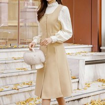 스타일온미 앤모아 울 블렌드 포켓 뷔스티에 A라인 원피스