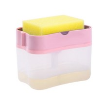 자동 손 소독 세정기 주방 싱크대 세제 디스펜서 비누 스폰지 홀더 2 in 1 수동 프레스 액체 스폰지 홀더 홈 카운터 탑 싱크, 박