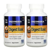 2개 엔자이메디카 다이제스트 베이직 digest basic 필수 효소 180정 베지캡슐 아밀라아제 아밀라제 프로테아제 말타아제 락타아제 락테이스 리파아제 리파제 펙티나아제