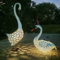 백조 장식 태양광 테라스 조경 꾸미기 정원 야간 조명 스완 장식, A.아이보리와 흰색 스완 세트(1+1）
