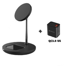 갤럭시3IN1무선충전기 애플무선충전기 핸드폰 고속 무선충전기 호환 마그네틱 스탠드 아이폰 14 프로 13 12 Magcafe 휴대폰 거치대 QI 충전 스테이션 에어팟 2 3 용 인, 3.Black US Plug