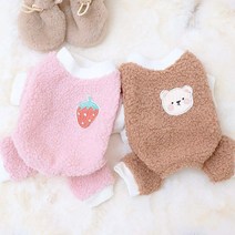 펫라이엇 강아지옷 가을 겨울 패치 후리스 올인원, FW2-20_핑크