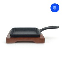 시둥마켓 +[시둥마켓]+_ 업소용받침대 팬받침대 가게냄비받침 업소용철판받침대 가정용냄비받침, 정사각 무쇠 스테이크 주물팬 목판받침대 세트 중