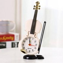 홈블릭 심플 모던 감성 바이올린 탁상시계, 화이트