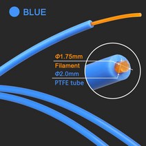 3dsway 3d 프린터 부품 1m 2m ptfe 튜브 테플론토 파이프 보우덴 압출기 1.75mm id2mm od4mm with 커터 capricornus tube for ende, 파란색