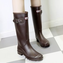 여성레인부츠 여성장화 락피쉬 레인부츠 유럽과 미국의 긴 장화 롱레인부츠 여성 하이 튜브 패션 스타일 겉옷 두꺼운 밑창 엔드 워터 슈즈 여성용 방수 미끄럼 방지 부츠
