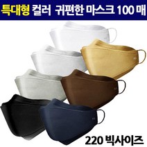 국산 특대형 컬러 특대마스크 얼큰이마스크 빅사이즈 마스크 귀편한 일회용 얼굴큰사람 100매, 네이비(곤색)마스크