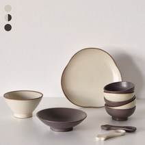 리빙메드 시에4인홈세트(22P) 도자기 그릇 식기세트 신혼부부 집들이 선물, 세피아