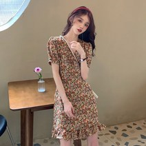 [질좋은] 프릴원피스 플라워원피스 원피스 랩디자인 퍼프원피스 여름 꽃무늬 여대생 반팔원피스 여성쇼핑몰 러블리퍼프 미니원피스