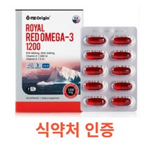 엔젯오리진 로얄 레드오메가3 1200 30캡슐 1개월분 EPA DHA 비타민 D 비타민 E 건강기능식품 남극크릴오일 뼈 건강 항산화 미국 직수입 제품 혈행 눈 건강 뇌 건강, 30캡슐x6개