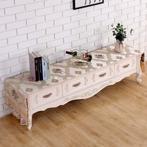 SKANDSALO 식탁보 레이스 패브릭아트 직사각형 거실 화장대 신발장 긴테이블 커버먼지방지 덮개천, T08-골드, C10-50*210CM(적합 장롱 145-170CM)