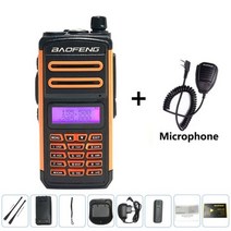 BaoFeng 워키 토키 장거리 트라이 밴드 햄 CB 라디오 휴대용 hf 송수신기 UV-5R 업데이트 버전 BF X3 플러스 고출력, CHINA, Orange-Add Mic, BRITISH