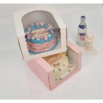 10매 큰창 물결 쉬폰케이크 상자 받침 포함가 16x16x12cm 21x21x15cm 아이보리색 상자 당일발송, 미니 아이보리상자 10매 + 받침 10매