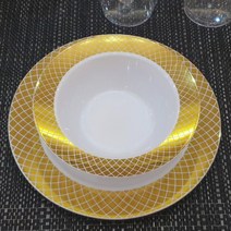 쓱싹 체크골드 샐러드 볼 19cm 5p 고급 일회용 플라스틱, 1개, 5개입