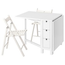 이케아 IKEA NORDEN 노르덴 / TERJE 테리에 테이블+접이식의자2 - 화이트/화이트 26/89/152 cm 694.415.34, 화이트