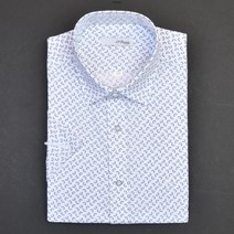 듀퐁셔츠 SE3MM11HS123SWH 비지니스 착용감이 좋은 순면 프린트 반팔 일반 핏 셔츠(반소매)