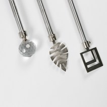 창벗 메탈 커튼봉 4타입 커튼부자재 큐브 스퀘어 리프 크리스탈볼 고급스러운, 큐브실버, 대(265cm~520cm)