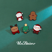 UNBAISER 남여공용 크리스마스 캐릭터 가방 옷핀 브로치 뱃지 와펜 산타 6종