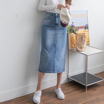 [나크21] (S~3XL) 뒷트임 롱 데님 스커트 DM23-P-02