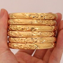 패션 팔찌 8MM 6 개묶음 두바이 골드 팔찌 여성 남성 24k 컬러 에티오피아 팔찌 아프리카 보석 사우디 아랍어 웨딩 신부 선물