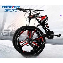 접이식 MTB 자전거 오프로드 입문용, 검정색과 파란색의 10칼 휠 24인치 21단
