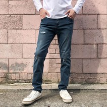 중청 데미지진 남자 일자 청바지 데일리 팬츠 일자진