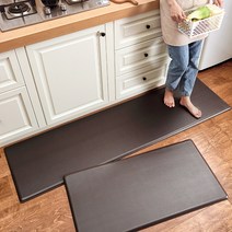 CKLIVING 두꺼운 PVC 대형 주방 욕실 발매트 논슬립 미끄럼방지 부엌 방수 싱크대매트 푹신한 발판 키친포트 다용도 kitchen mat 100 120 180cm, 브라운