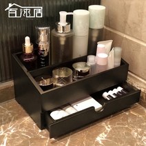 JINGHENG 원목 화장품 향수 섀도우 보관함 진열대 정리함 정리대 트레이 향수장 화장품정리함, 원색 화장품 케이스 더블 서랍개