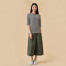 [JAJU/자주] 여 투턱 크랍 와이드 큐롯 팬츠_카키
