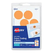 Avery Self-Adhesive Removable Labels 1.25 Inches Diameter Orange Neon 400 per Pack (05476), nullSET