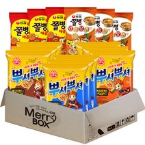 [메리박스] 라면스낵세트 뿌셔뿌셔{불고기x3개+바베큐x3개+양념치킨x3개}+쫄병스낵(매콤한맛x3+안성탕면맛x3), 1세트
