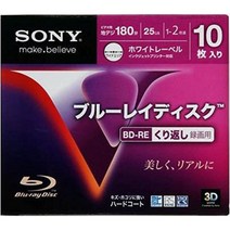 SONY 반복 녹화용 BD-RE 25GB 2배속 대응 화이트 프린터블 슬림 케이스 10장 10BNE1VDPS2 [PC], 상품명참조