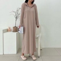 여성 박스핏 골지 후드 롱 원피스 4계절 꾸안꾸룩 루즈핏 임부복 3컬러