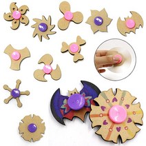 (재미스쿨) KO 나무 스피너 50개(디자인혼합) DIY 그리기 스피너